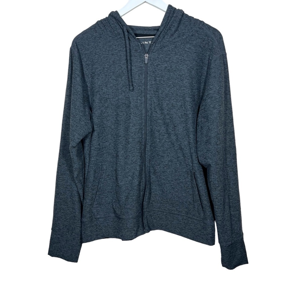 Interval Womens Plus Space Dye Gray Long Sleeve Zip Up Workout Jacket Size 1X